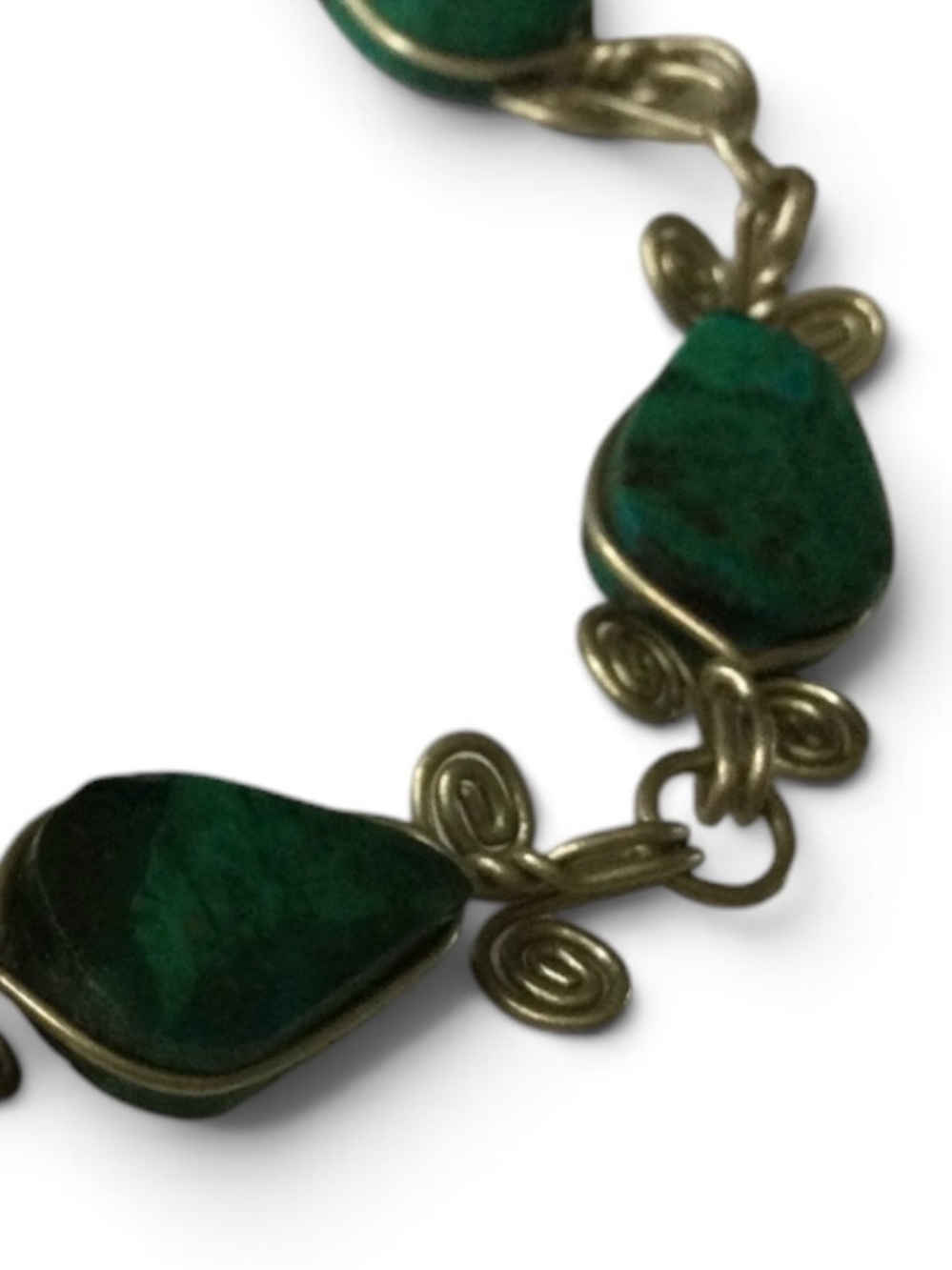 Vintage Handmade Silver-Tone Chrysocolla Teardrop Bracelet 6.75" - Picture 9 of 12